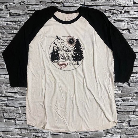 Parks or Bust Nature is Dope 3/4 Tee White/Black Size XL - Picture 1 of 2